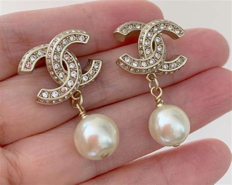 chanel stud earrings pearl|chanel stud earrings price.